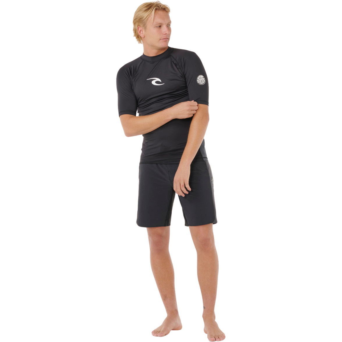 2026 Rip Curl Hombres Waves Perf Chaleco De Lycra De Manga Corta 16MMRV - Black